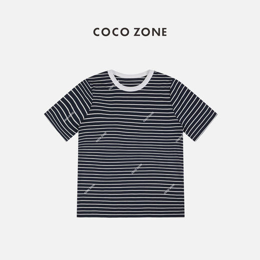 COCO ZONE 港风复古百搭条纹圆领短袖T恤上衣 24C10085 商品图4