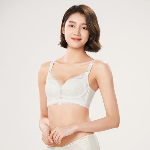 都市丽人凉感小凉风内衣女蕾丝文胸B杯适穿3/4杯薄款无钢圈四排扣LB42B5 商品图2