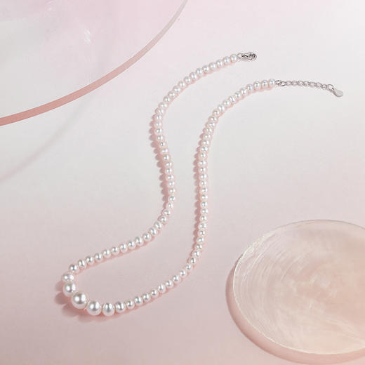 周六福S925银珍珠项链女款颈链粉白珍珠优雅复古温柔送女友礼物 商品图2