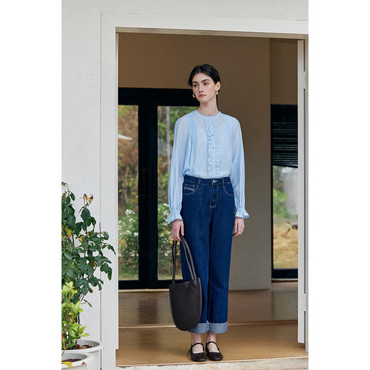 HeyDress法式花边醋酸衬衫女春季复古宽松立领宫廷风浪漫气质上衣 商品图2