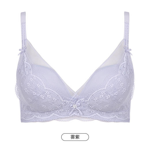 都市丽人自然舒适3D花形杯内衣女蕾丝文胸AB杯3/4杯双厚度无钢圈三排扣LB41C4 商品图13