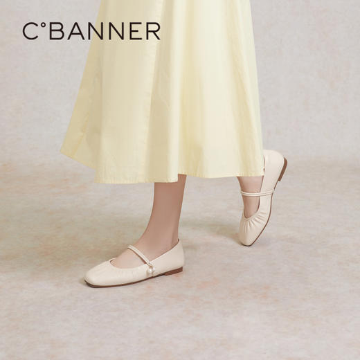 千百度平底鞋玛丽珍单鞋女春季羊皮小香风芭蕾舞鞋晚晚鞋A24179814 商品图4