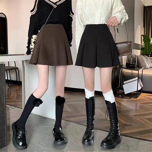 春夏新款【设计感毛呢半身裙】微胖mm高腰a字包臀短裙 大码显瘦小黑裙 商品图1