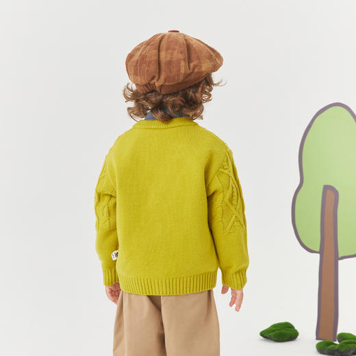 【MQD】童装小童春秋新款可爱小熊口袋V领针织衫宝宝毛衣7633W0701 商品图2