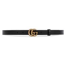【二】GUCCI 古驰 女士双G带扣皮革腰带 黑色 409417 AP00T 1000
