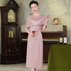 高端结婚妈妈装，粉色新中式旗袍年轻喜婆婆婚宴礼服裙HH-9951 商品缩略图1
