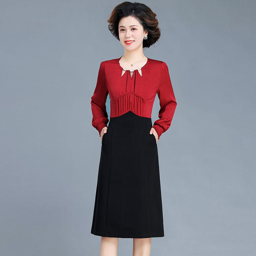 AML-2465168新款喜婆婆婚宴装阔太太红色连衣裙时尚气质礼服 商品图5