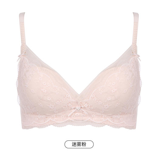 都市丽人自然舒适3D花形杯内衣女蕾丝文胸AB杯3/4杯双厚度无钢圈三排扣LB41C4 商品图11