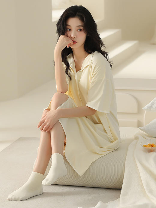 可真空、防凸点❗ 一件=两件✅【莫代尔裸感家居服】💤 自带胸垫，无感0束缚👍 凉感莫代尔，柔滑不闷热💦 居家/出门都🉑最 商品图4