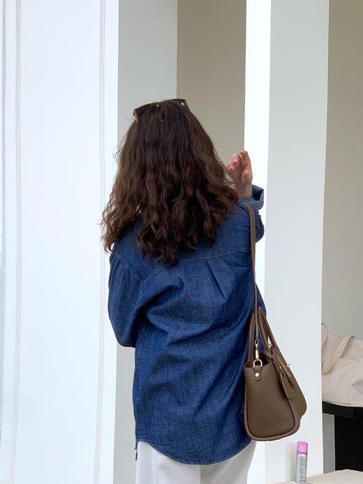 【百图lulu定制】【老友牛仔衬衫】有机水洗棉  菁致贝壳扣  长袖牛仔衬衫 商品图2