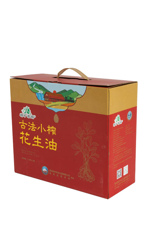 崂矿农场 古法小榨花生油礼盒 1.8L*2桶 礼盒装 商品图3
