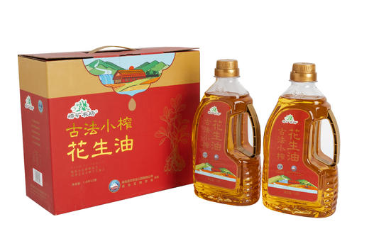 崂矿农场 古法小榨花生油礼盒 1.8L*2桶 礼盒装 商品图1