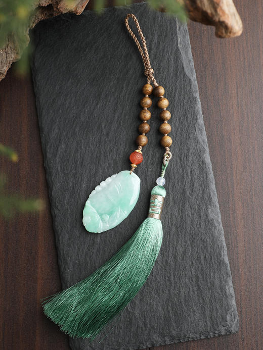 0.8圆珠翡翠牌压襟流苏款香牌腰牌 商品图1