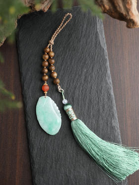 0.8圆珠翡翠牌压襟流苏款香牌腰牌