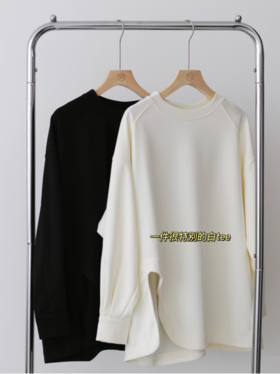 【美yang同款衬衫袖不规则开叉T恤】✅圆领合肩设计， 🎈修饰宽肩圆肩溜肩各种肩型 ✅舒适宽松版型，🌸小肚子假胯宽遮的严严实实