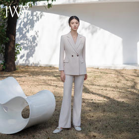 IWY/高级杏色职业西装套装女2024春气质干练商务正装经理微喇裤工作服C12312+P32312