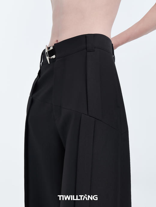 TIWILLTANG启世录“隐御神摄”匠造峻雅奢黑色金属异型扣休闲长裤 商品图2