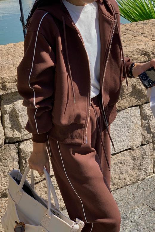 HAYES 复古棕色拉链连帽卫衣外套 17439 商品图0