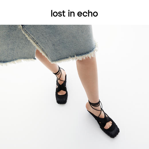 lost in echo2024春季新款设计师品牌气质方头交叉绑带芭蕾舞凉拖 商品图3