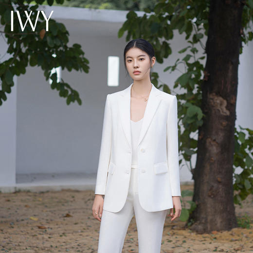 IWY/白色春款气质高端阔腿裤职业西装套装女时尚韩版宽松美业工作服C14215+P34215 商品图2