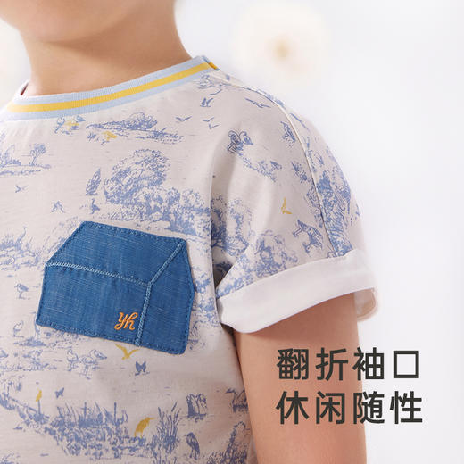 【商场同款】英氏儿童T恤夏季纯棉新国风短袖男宝衣服新款 商品图2