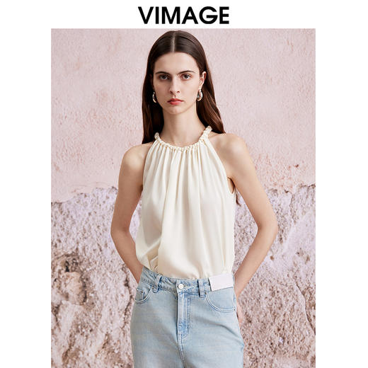VIMAGE纬漫纪夏季新款气质无袖修身显瘦上衣V2113726 商品图3