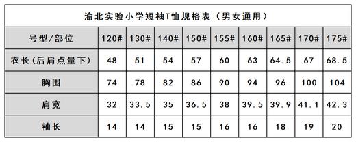 渝北实验小学—男/女短袖T恤 商品图2