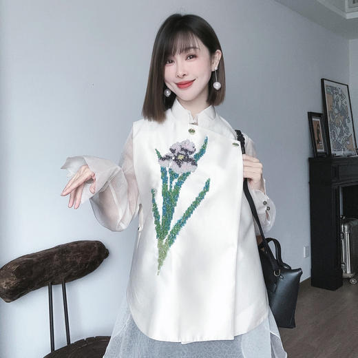 PIANAI冷小姐#郁金香绣珠背心新新中式马甲 商品图2