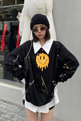 WHO KNOWS 笑脸图案圆领卫衣 14455