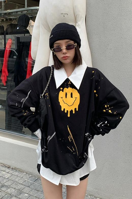 WHO KNOWS 笑脸图案圆领卫衣 14455 商品图0
