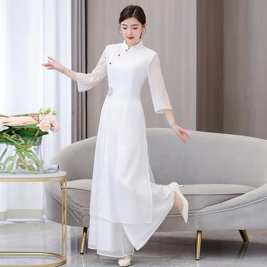 ZFN9074改良汉服女国风套装新中式盘扣上衣禅服旗袍连衣裙唐装茶服夏 商品图2