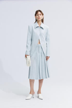 百褶收腰半身裙