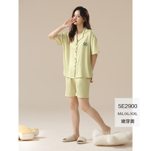 【凉感丝滑冰雪丝】自然醒爱琴海情侣睡衣夏季薄款短袖冰雪丝凉感套装女宽松休闲抗菌男士家居服开衫JLM 商品图4