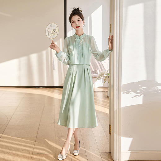 新中式套裙2024年春季新款时尚气质显瘦两件套连衣裙MX862 商品图3
