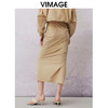 VIMAGE纬漫纪春夏新款休闲简约纯色高腰半身裙中裙V2106717 商品缩略图4
