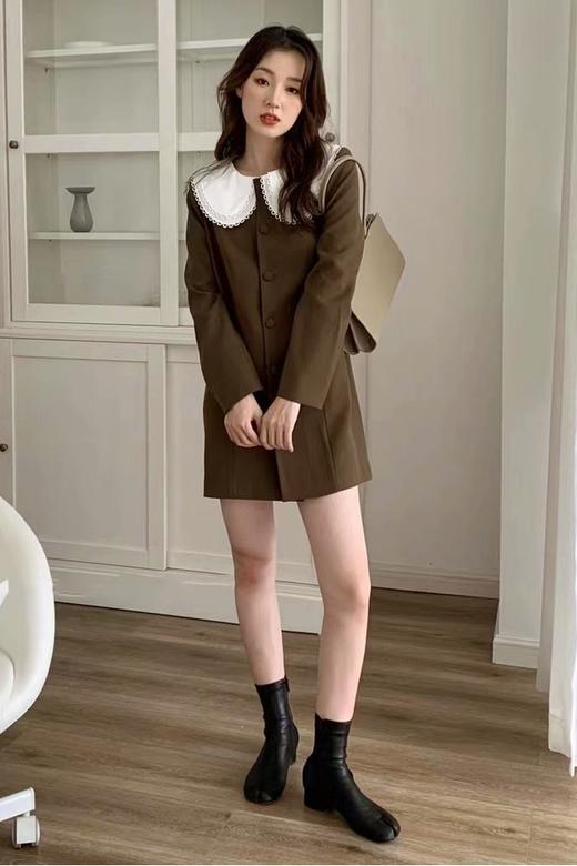Stay2Weeks 咖啡撞色彼得潘领连衣裙 14533 商品图0