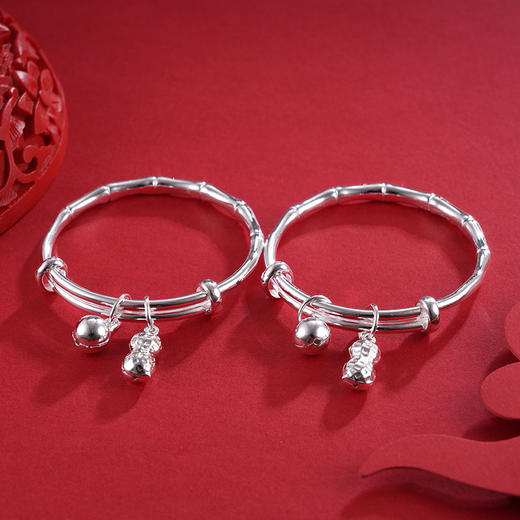 子佩集S999银【竹护一生】童镯【YHSZ117】2403 商品图2