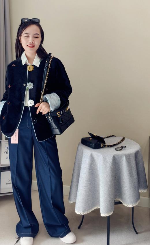 祥云滚边袖丝绒夹棉国风外套棉服 商品图1