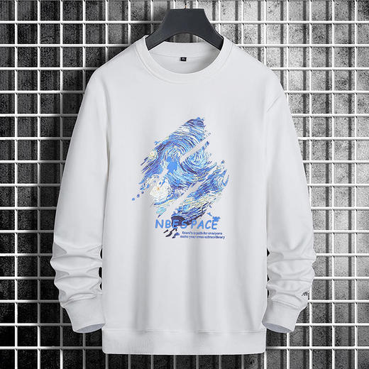 【Q】【新款DSK】大依优型大码印花长袖卫衣加肥加大肥佬休闲宽松透气上衣打底男士胖子 商品图0