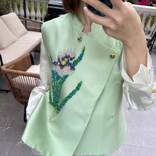 PIANAI冷小姐#郁金香绣珠背心新新中式马甲 商品图0