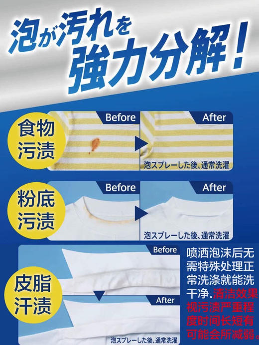 【衣领净】日本花王泡沫型洁衣喷雾剂 浅色衣服可用300ml 商品图1