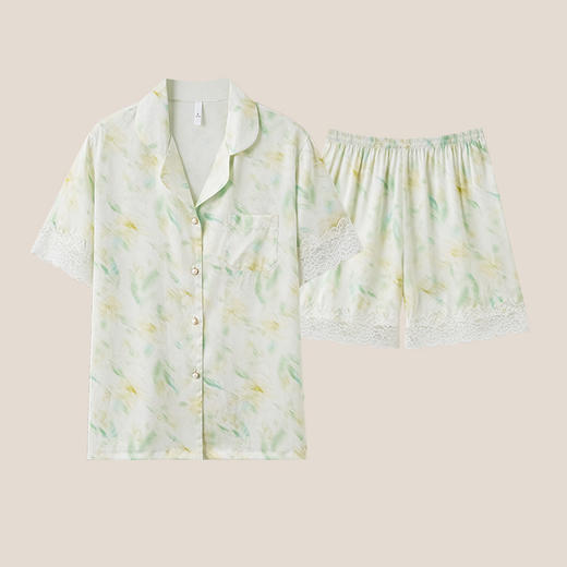 【凉感丝滑冰雪丝】自然醒醉卧花丛睡衣女春夏季冰丝绸性感蕾丝花边三件套吊带纯欲家居服JLM 商品图13