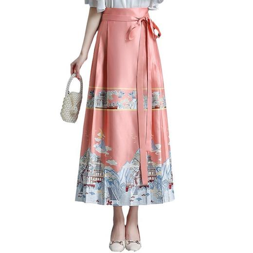 优雅气质，春款长款国风印花百褶拼接马面裙高腰修身半身裙MYX-JY-6761-L 商品图4