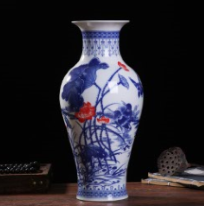 【青花荷花釉里红】1个/份 图案自选 高约36cm（景德镇发货）