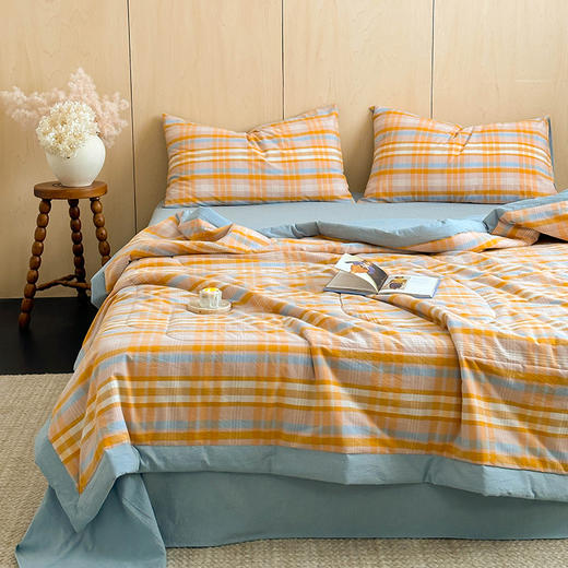 【格纹夏被】水洗棉夏凉被空调被子格纹全棉夏季薄被夏天被芯纯棉 商品图5