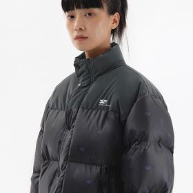 老花拼接撞色立领羽绒服面包服保暖百搭男女同款