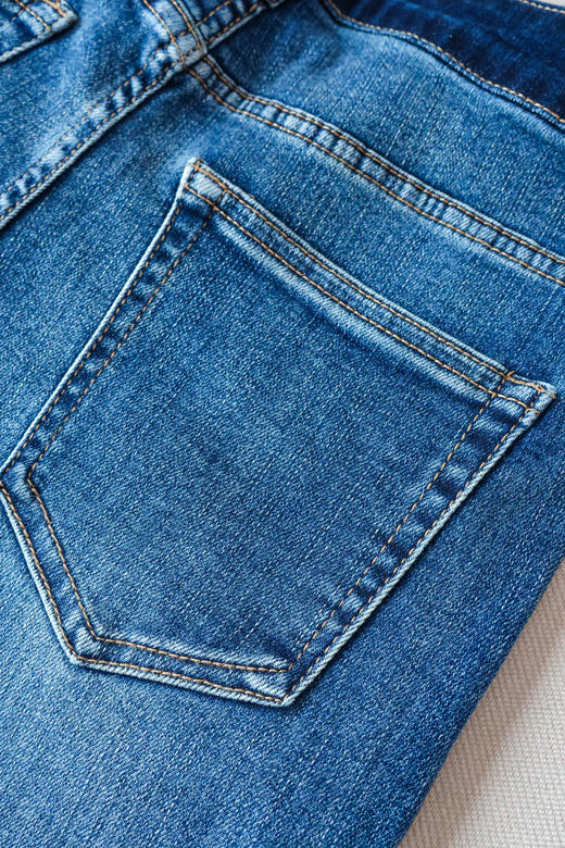 中式提花翻边牛仔裤 商品图7