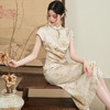 西遇新中式旗袍裙女新款复古水滴领晕染提花古风连衣裙11531693 商品缩略图3