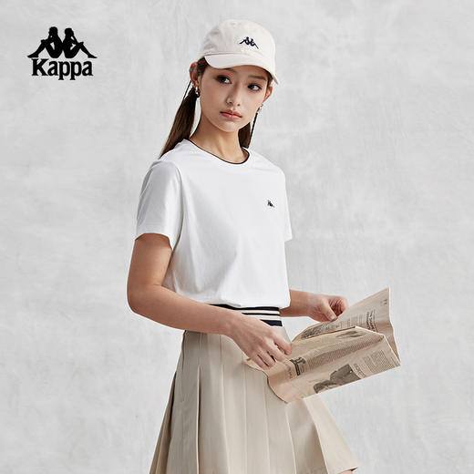 Kappa卡帕复古运动短袖2024新款女简约休闲T恤夏季半袖K0E42TD02 商品图2