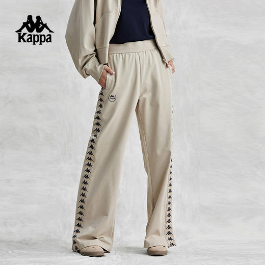 Kappa卡帕复古休闲裤2024新款女夏运动串标长裤阔腿卫裤K0E42AK21 商品图0